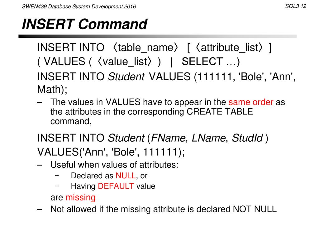 Sql advanced options updates and views lecturer dr pavle mogin ppt